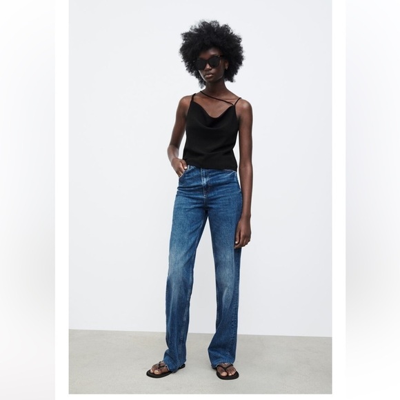 Zara Tops - Zara Black Cowel Neck Tank Top